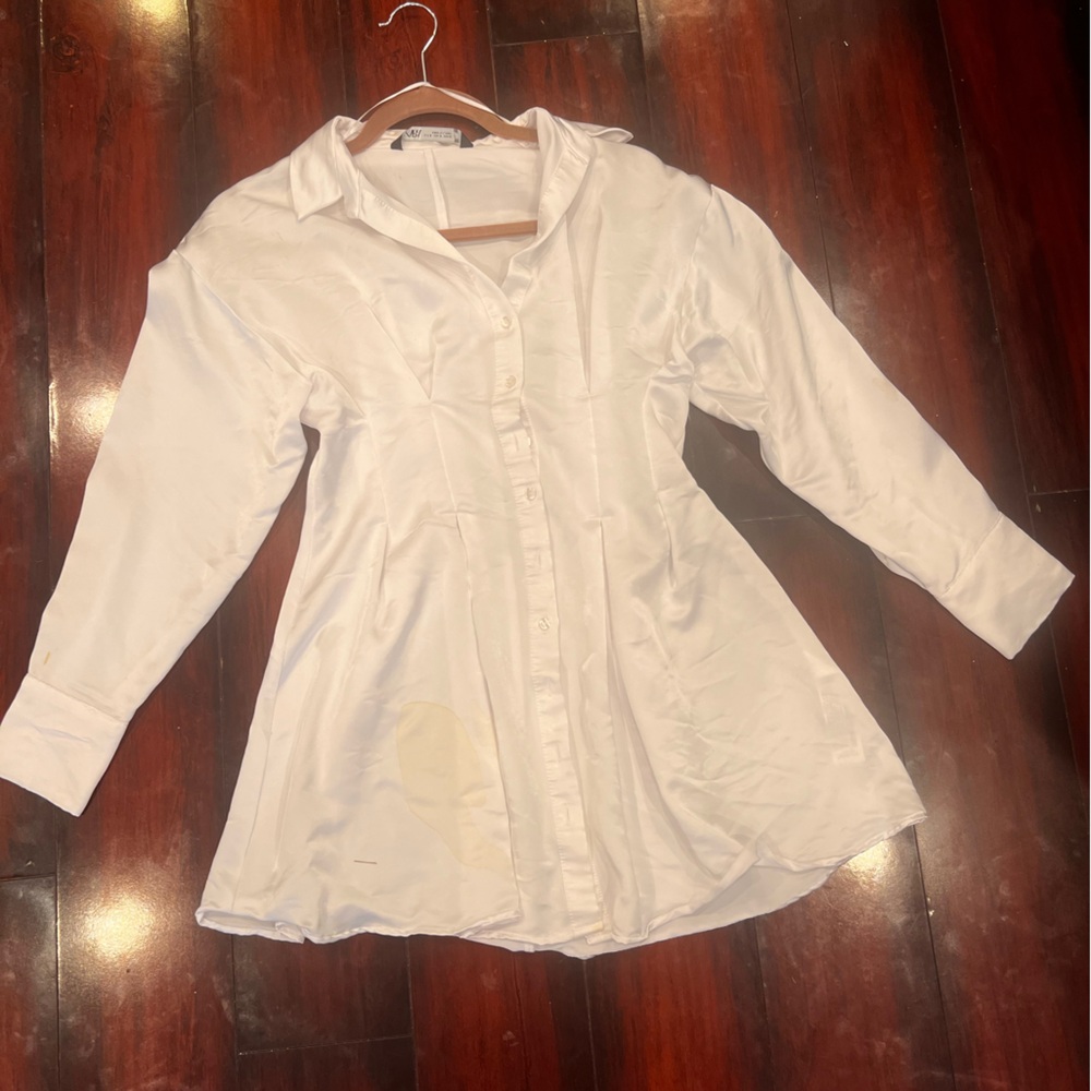 Zara white long sleeve dress